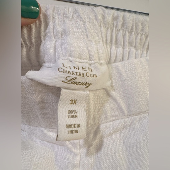 Charter Club 100% Linen Pants in white size 3x with stretch waist - Picture 4 of 6